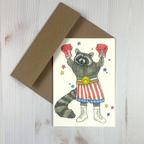 Raccoon Balboa 5x7" Notecard