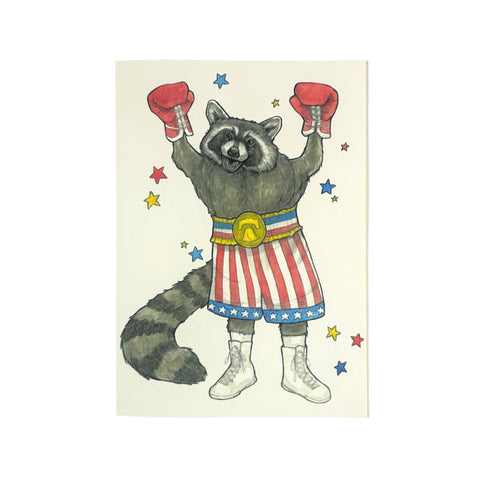 Raccoon Balboa 5x7" Notecard
