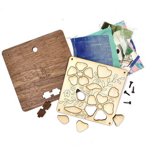 Upcycled Fabric & Wood Art Kit - Wildflower