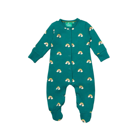 Turquoise Rainbows Organic Babygrow