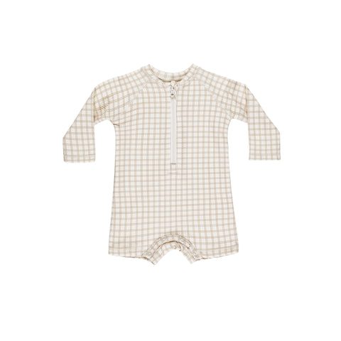 Long Sleeve One-Piece Rashguard - Oat Check