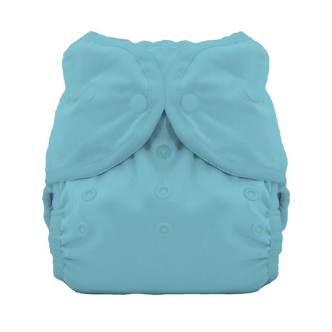 Blue cloth diaper with Snaps on a white background