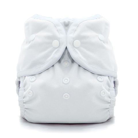 White cloth diaper with snap on a white background