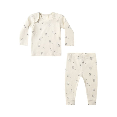 Ribbed Tee + Legging Set - Owls