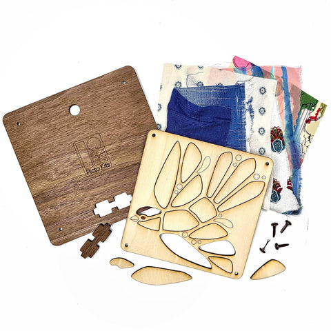 Upcycled Fabric & Wood Art Kit - Bird