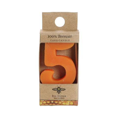 Beeswax Birthday Cake Number Candle - #5