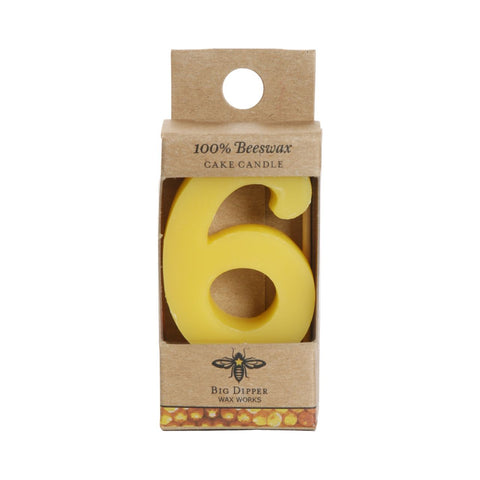 Beeswax Birthday Number Cake Candle - #6