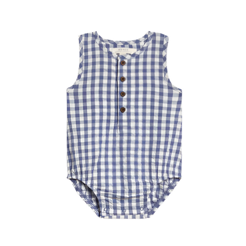 Wren Seersucker Bubble Romper - Marino Gingham