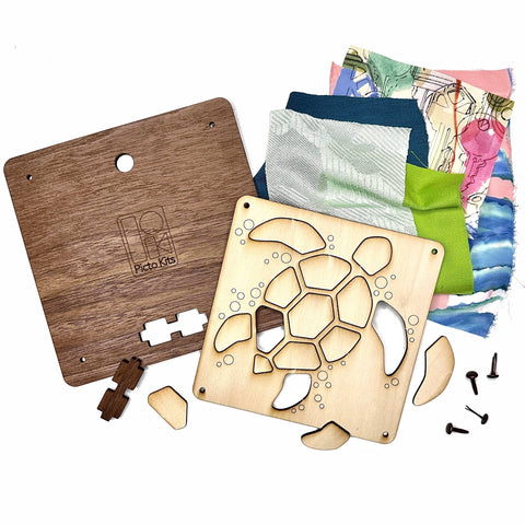 Upcycles Fabric & Wood Art Kit - Sea Turtle
