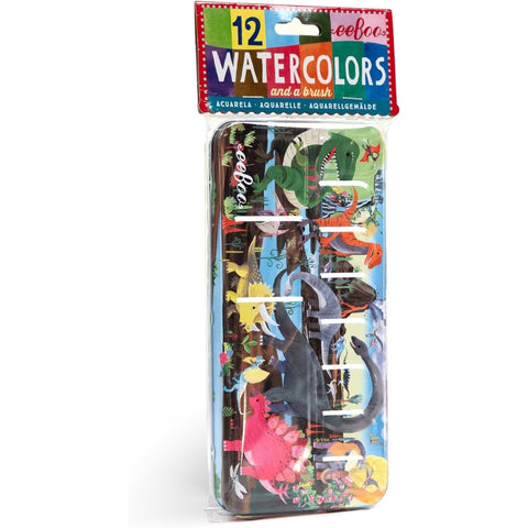 12 Watercolors & Brush - Dinosaur