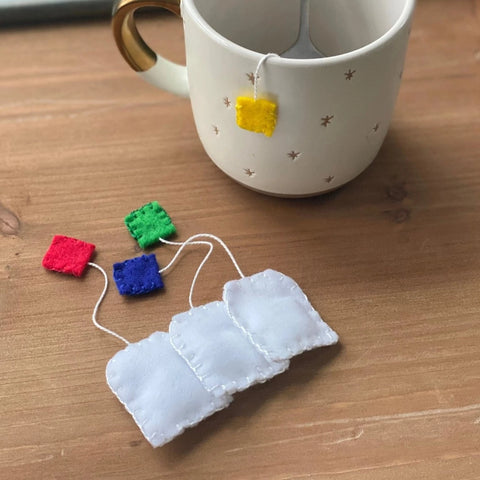 homemade felt play food tea bags