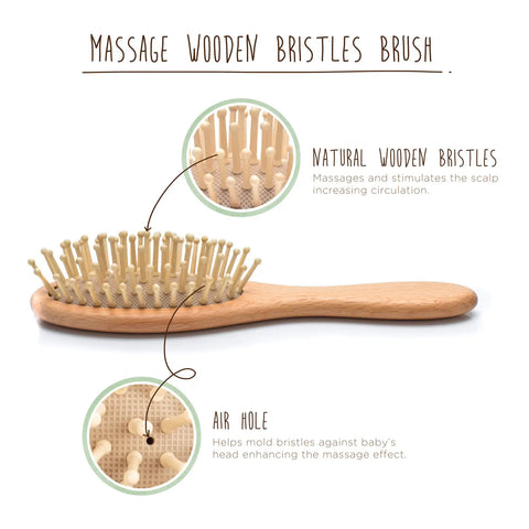 fephas wooden hair brush set