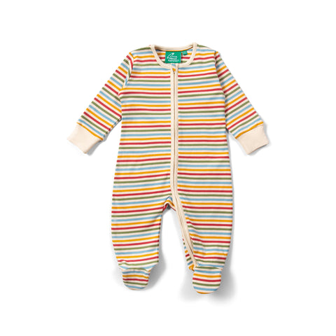 Cream Rainbow Zip Organic Babygrow