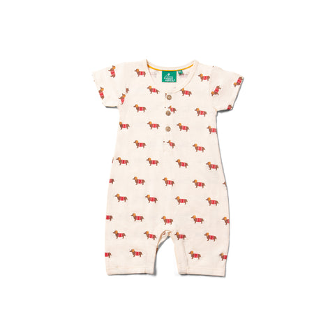 Cream Sausage Dogs Organic Summer Romper