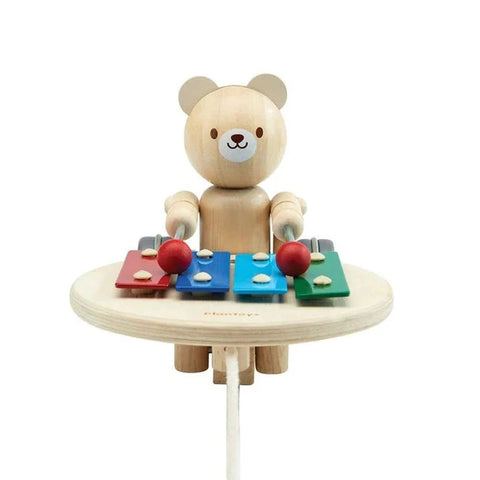 plan toys pull along musical bear