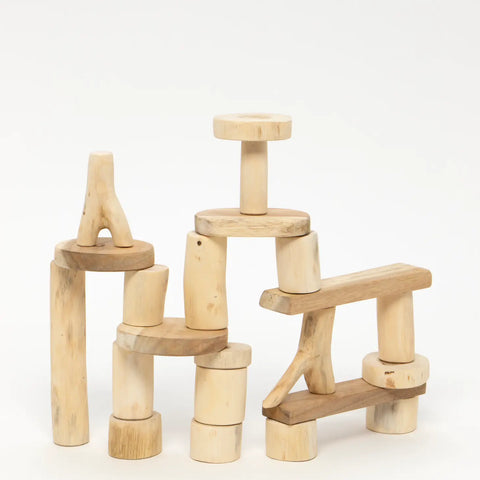tree blocks bark-less set 21 pieces