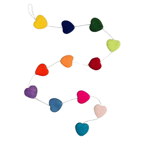 Rainbow Felt Heart Garland