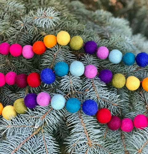 Rainbow Felt Ball Garland