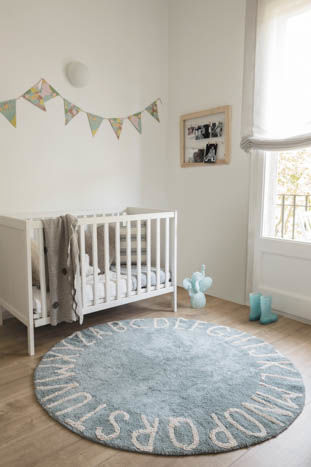 Washable Rug - Round ABC (Blue)