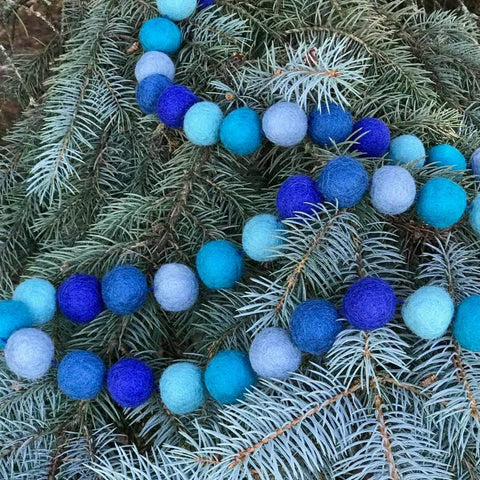 Blue Felt Ball Garland