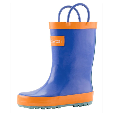 Rubber Rain Boots Orange and Aqua
