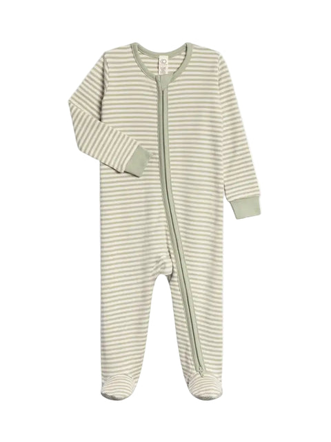 Peyton Zipper Sleeper - Mint Stripe