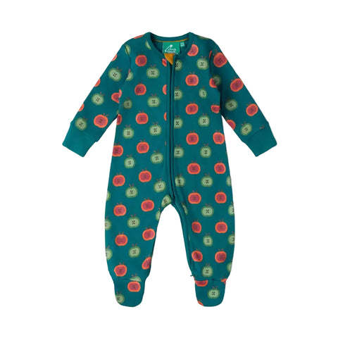 Apple Picking Zip Organic Babygrow