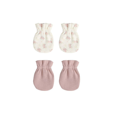 No Scratch Mittens Set - Mauve, Flower Field