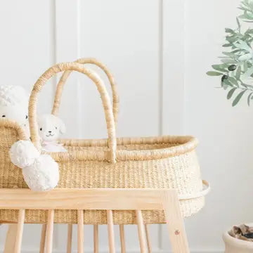 Modern Rocking Moses Bassinet Stand with Brake - Natural