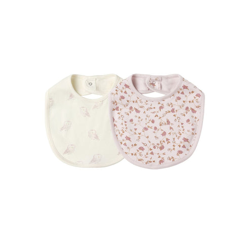Jersey Snap Bib, 2 Pack - Garden, Snow Owls