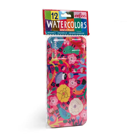 12 Watercolors & Brush - Birds in Fuchsia