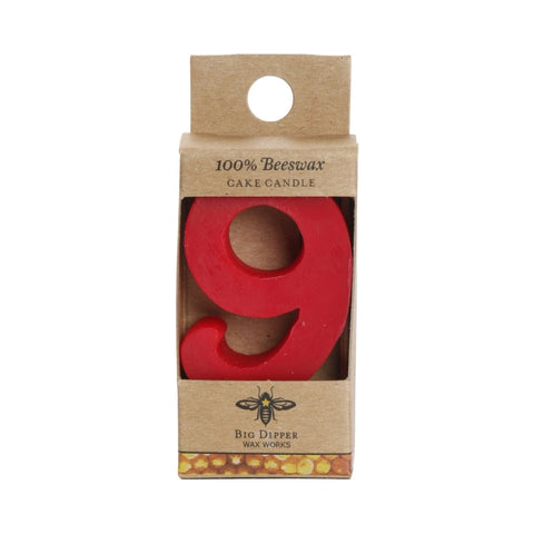 Beeswax Birthday Number Cake Candle - #9