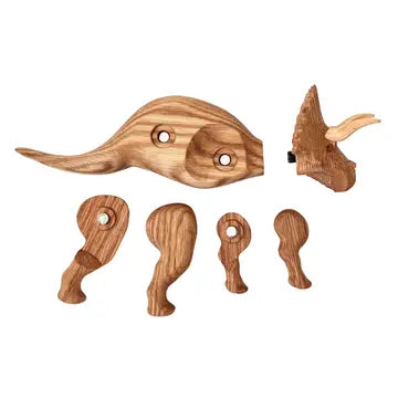 Wooden Triceratops Dinosaur with Magnetic Joints