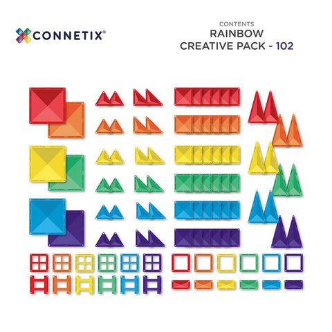 102 Piece Magnetic Tiles Creative Pack - Rainbow