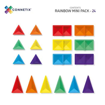 24 Piece Magnetic Tiles Mini Pack - Rainbow