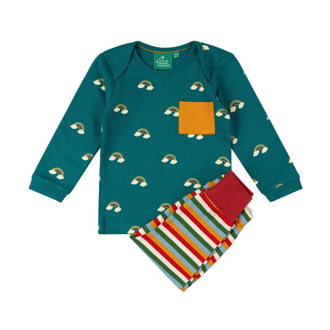 Turquoise Rainbows Organic T-Shirt & Jogger Playset