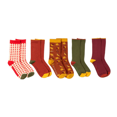 Golden Leaves Ankle Socks 5 Pack