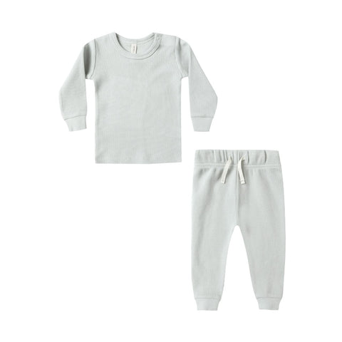 Waffle Top + Pant Set - Ice Blue
