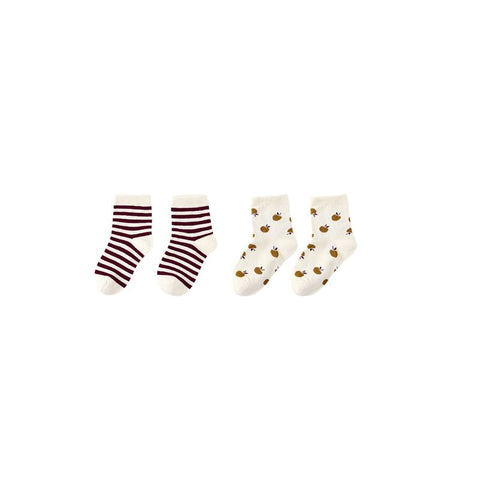 Jacquard Socks, 2-pack - Burgundy Stripe, Golden Apple
