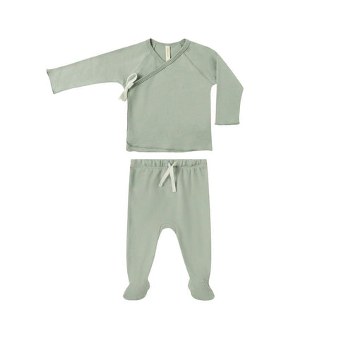 Wrap Top + Footed Pant Set - Fern