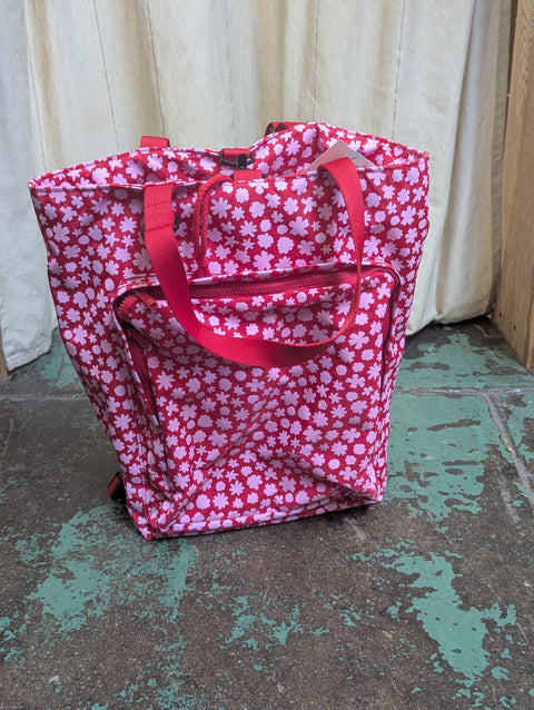 ♻ Storq Pink/Red Floral Diaper Backpack No57347