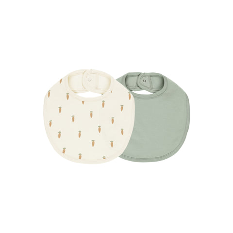 Jersey Snap Bib, 2 Pack - Carrots, Sage