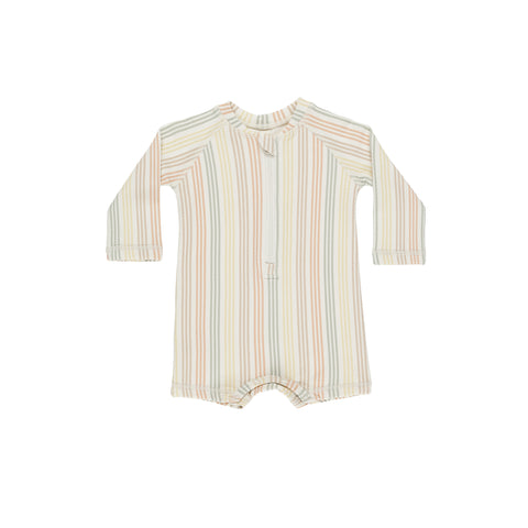 Long Sleeve One-Piece Rashguard - Multi-Stripe