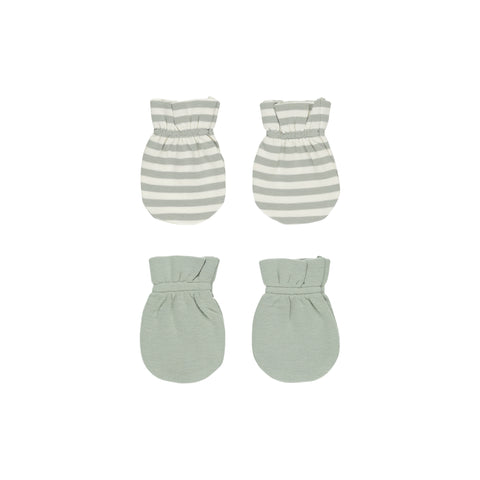 No Scratch Mittens, Set of 2 - Sage Stripe, Sage