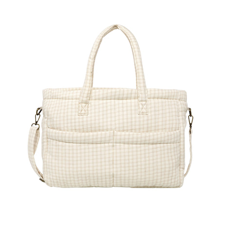 Diaper Bag + Changing Pad Set - Oat Check