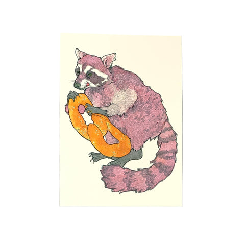 Raccoon Philly Pretzel 5x7" Notecard