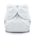 White cloth diaper with snap on a white background