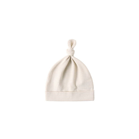 Knotted Baby Hat - Oat Micro Stripe
