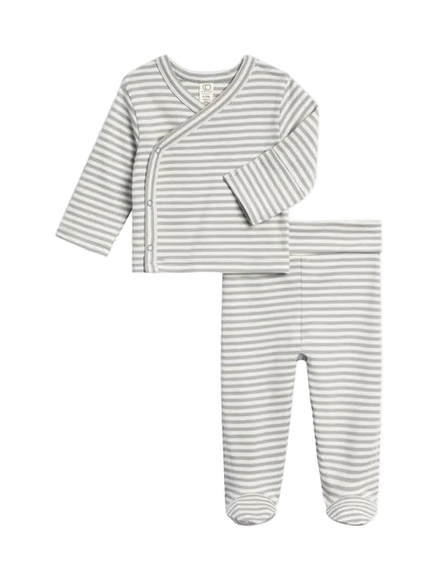 Riley Kimono Top + Pant Set - Mist Stripe