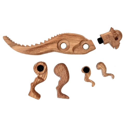 Wooden Pachycephalosaurus Dinosaur with Magnetic Joints